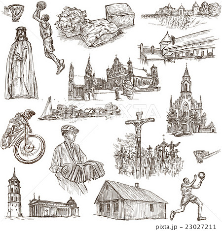 Lithuania. Pictures of Life. Hand drawn collection Lithuania. Pictures of Life. Hand drawn collection 23027211