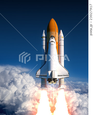 Space Shuttle Launch In The Clouds 23027917