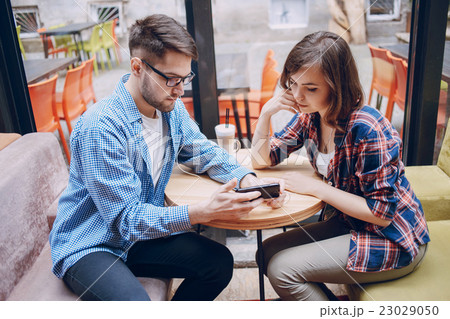 loving couple in a cafe 23029050