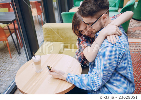 loving couple in a cafe 23029051