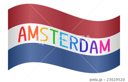 Netherlands flag waving with word Amsterdam 23029520