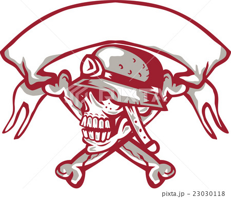 Skull Bike Helmet Crossed Bones Ribbon Retro 23030118