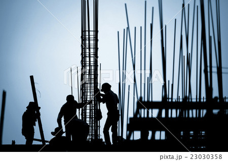 construction worker silhouette on the work place 23030358