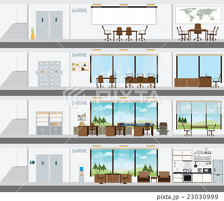 Cutaway Office Building with Interior Design Plan Cutaway Office Building with Interior Design Plan 23030999