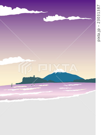 江ノ島 夜明け イラストのイラスト素材