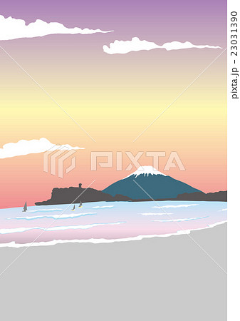 江ノ島 夜明け イラストのイラスト素材