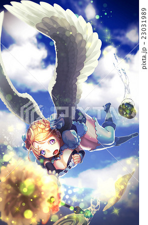 空飛ぶメイドのイラスト素材 23031989 Pixta