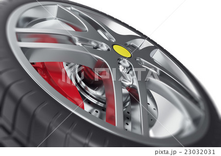 Car wheel close-up view with focus effect. 3d 23032031