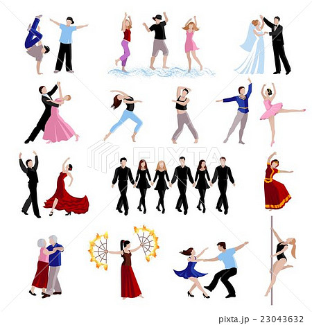 Dancing People Icons Setのイラスト素材