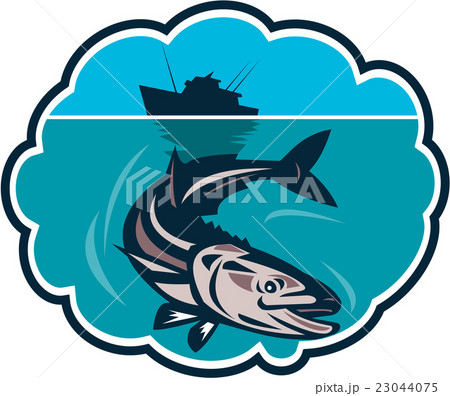 Cobia Fish Fishing Boat Bubble Retro 23044075