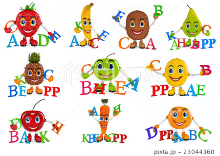 Set fruit cartoon characters Set fruit cartoon characters 23044360