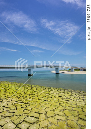 新長浜大橋と肱川河口(愛媛県大洲市)と周辺の自然景観 新長浜大橋と肱川河口(愛媛県大洲市)と周辺の自然景観 23044788