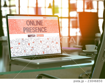 Online Presence Concept on Laptop Screen. Online Presence Concept on Laptop Screen. 23046850