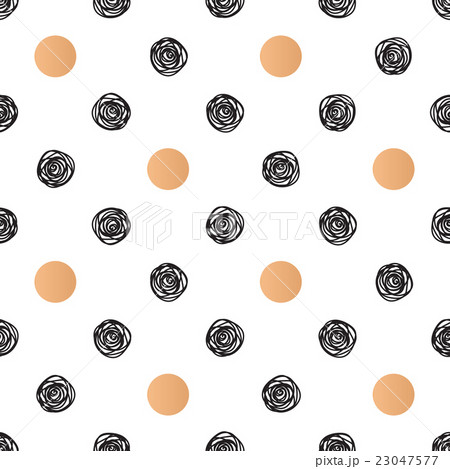 Seamless pattern with polka dot and stylish doodle 23047577