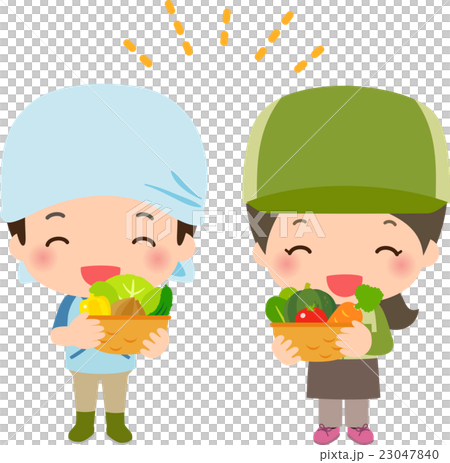 野菜を抱えた若い農業従事者 23047840