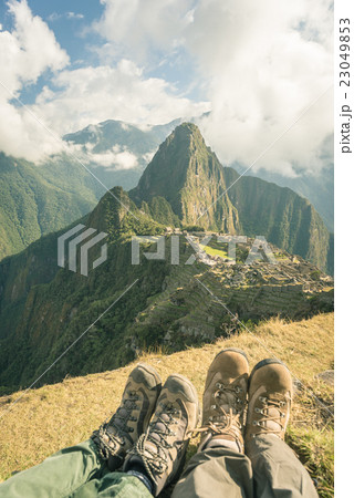 Hiking boots at Machu Picchu, Peru, toned image 23049853