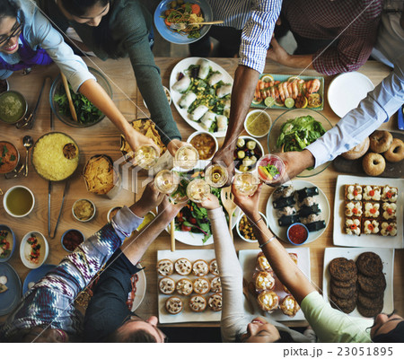 Friends Happiness Enjoying Dinning Eating Concept Friends Happiness Enjoying Dinning Eating Concept 23051895