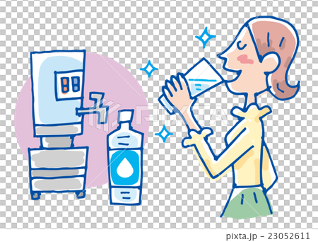 水　ミネラルウォーター　女性　イラスト 23052611