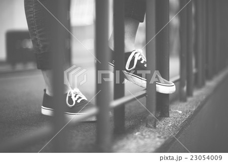 Street Style Wearing Youth Culture Shoes Concept 23054009
