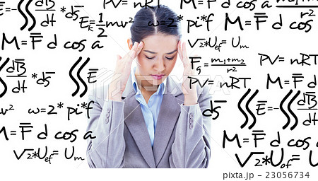Composite image of portrait of a beautiful businesswoman having 23056734