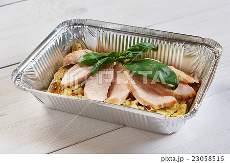 Healthy food in box, diet concept. 23058516