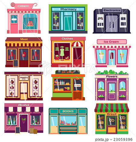 Shop Facade Vector Illustration のイラスト素材