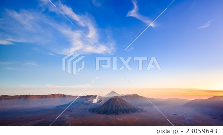Bromo volcano at sunrise, East Java, Indonesia Bromo volcano at sunrise, East Java, Indonesia 23059643