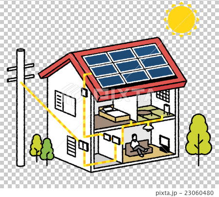 Solar power generation and house section (without letters) 23060480