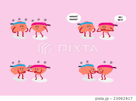 brain and heart cartoon fighting together 23062817