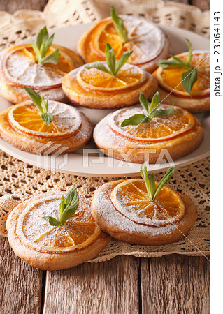 cookies with oranges, decorated with mint 23064143