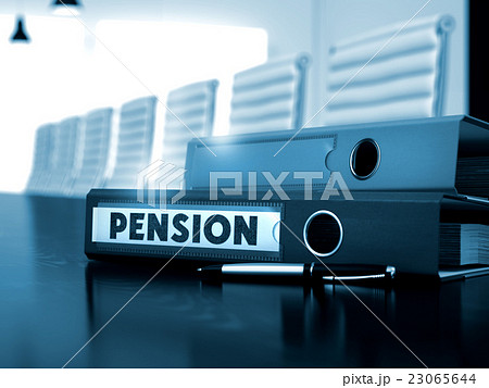 Pension on File Folder. Blurred Image. 23065644
