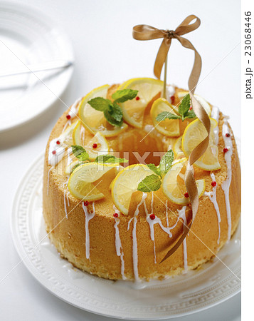 レモンのシフォンケーキの写真素材