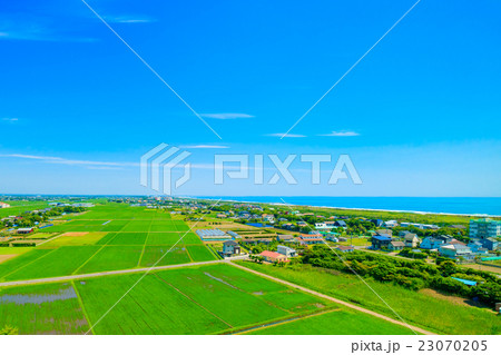 一宮町　田舎の風景を空撮 23070205
