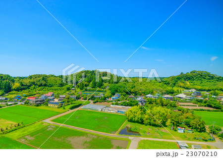 一宮町　里山の風景を空撮 23070210