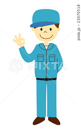 オッケーサインをする作業員 オッケーサインをする作業員 23070518