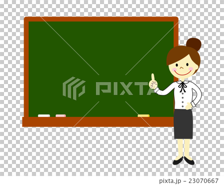 説明する女性　黒板 23070667
