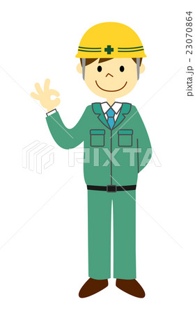 オッケーサインをする現場監督 23070864