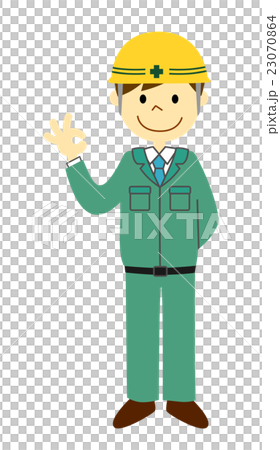オッケーサインをする現場監督 23070864