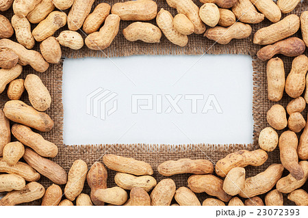 Frame made of burlap with dried peanut Frame made of burlap with dried peanut 23072393