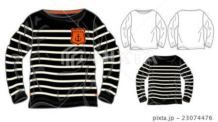 ボーダーTシャツのデザイン画/ベクター イラスト 23074476