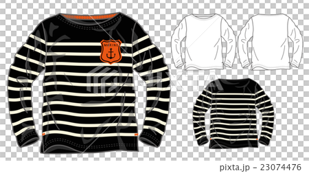 ボーダーTシャツのデザイン画/ベクター イラスト 23074476