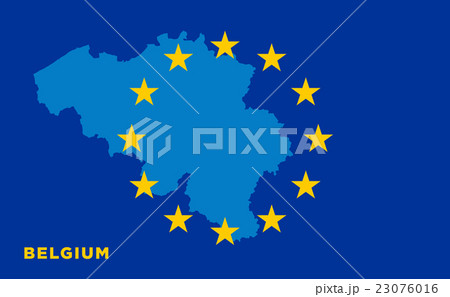 Flag of European Union with Belgium on background Flag of European Union with Belgium on background 23076016