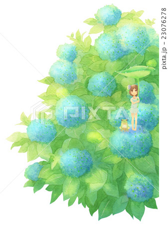 あじさいとゲスト縦（雨ブルー） 23076278