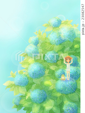 あじさいとゲスト縦（晴れブルー） 23082547