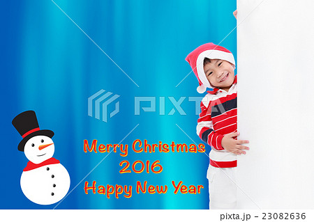 Asian christmas boy and beautiful snowman. Asian christmas boy and beautiful snowman. 23082636