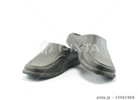 black rubber sandal  isolated on white background 23082968