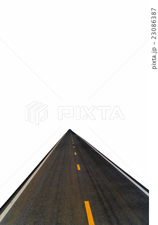 The long straight road isolated on white backgound The long straight road isolated on white backgound 23086387