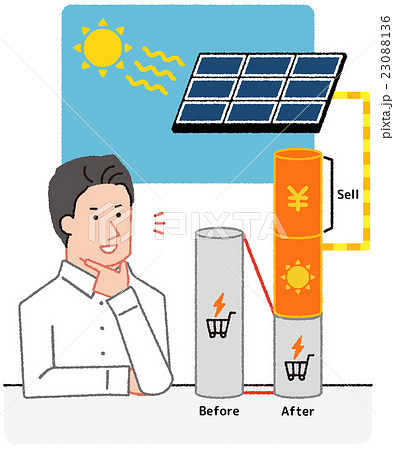 お得な太陽光発電 パネルあり のイラスト素材