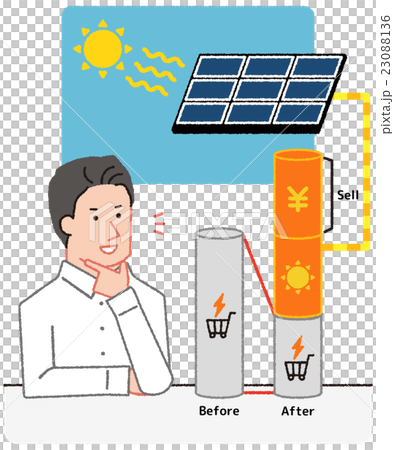 お得な太陽光発電 パネルあり のイラスト素材