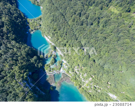 aerial view of beautiful nature in Plitvice Lakes 23088714